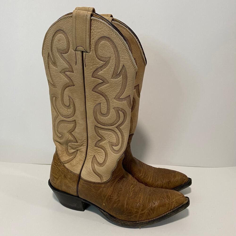 Nocona Women's Western Boots Size 6 Leather Brown Tan Embroidered Rodeo‎ Horse